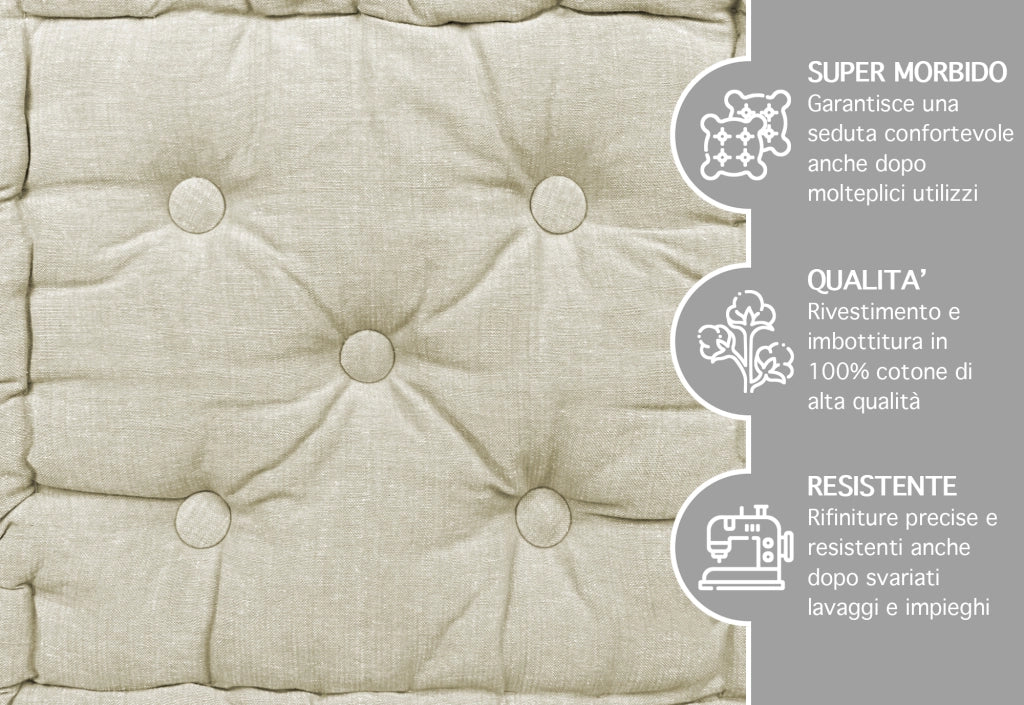 6 Pezzi Cuscini Sedia Quadrati Alti Mattonella Trapuntati 40x40 Cm Altezza 6 Cm Cuscino Spesso Cucina Interno Esterno Coprisedia Cuscino Da Pavimento Con Maniglia  Beige Melange