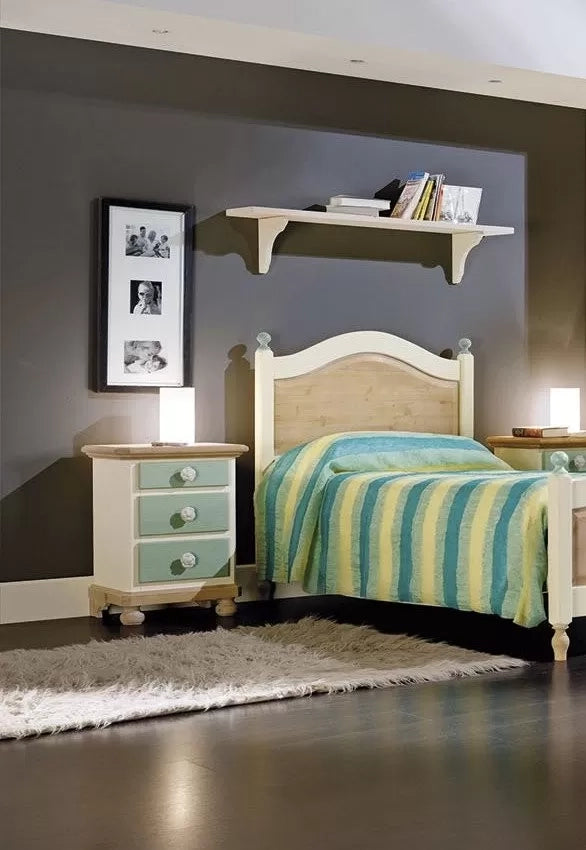  comodino arte povera 3 cassetti legno shabby verde miele 50x38x65 (2213) - Mobili 2G