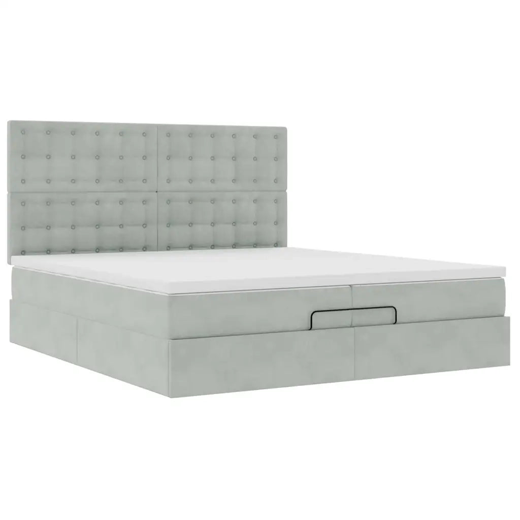 Struttura Letto Pouf con Materassi 200x200 cm Velluto 3314486