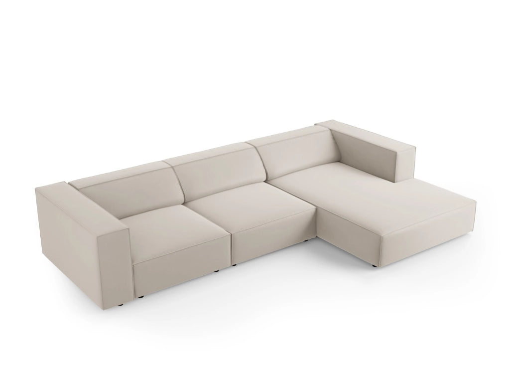 Cosmopolitan Design - Divano angolare destro "Arendal" 4 posti in velluto ecru 