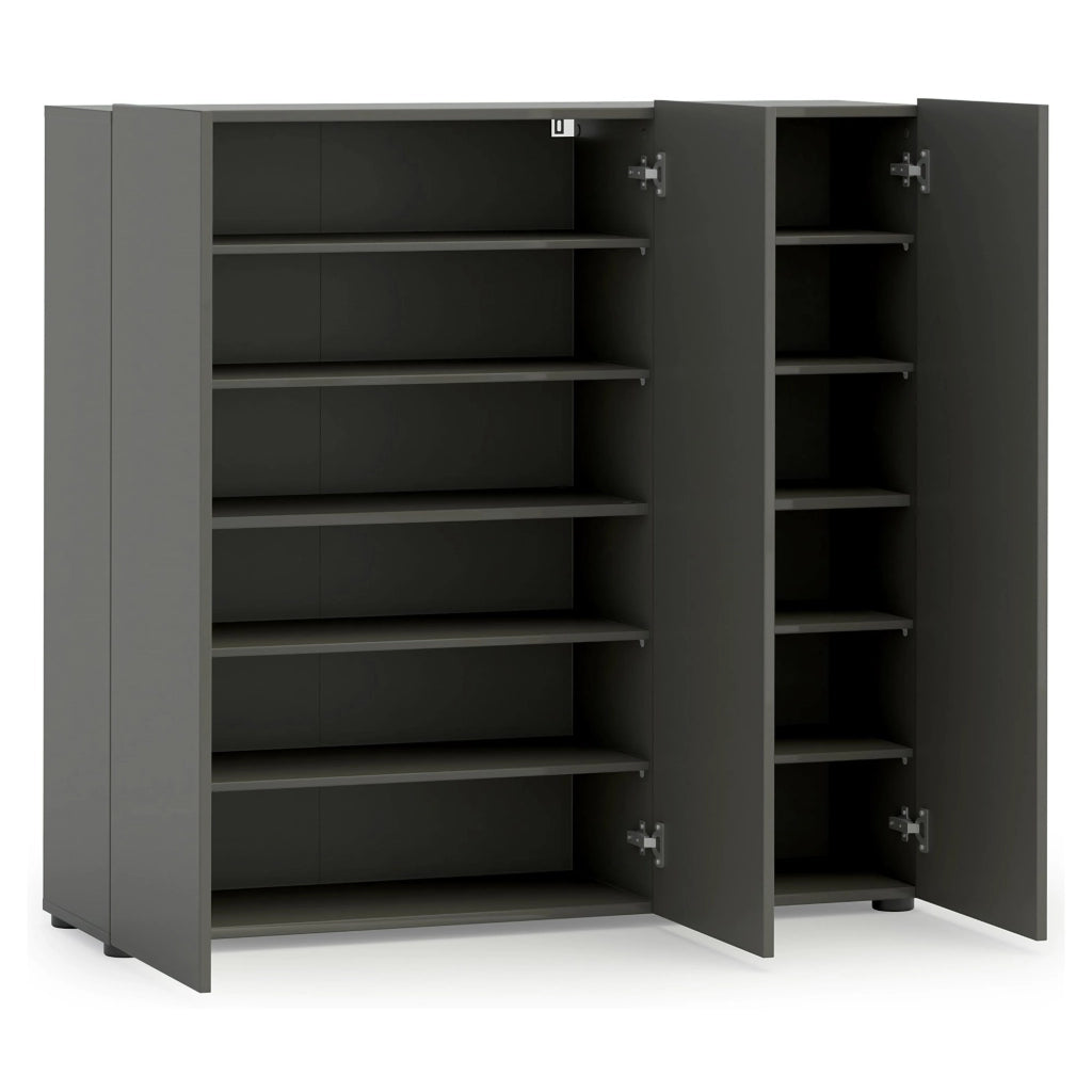 Scarpiera Stamira, Mobile portascarpe, Armadio da ingresso multiuso, Mobiletto per calzature, Made in Italy, 120x34h115 cm, Antracite