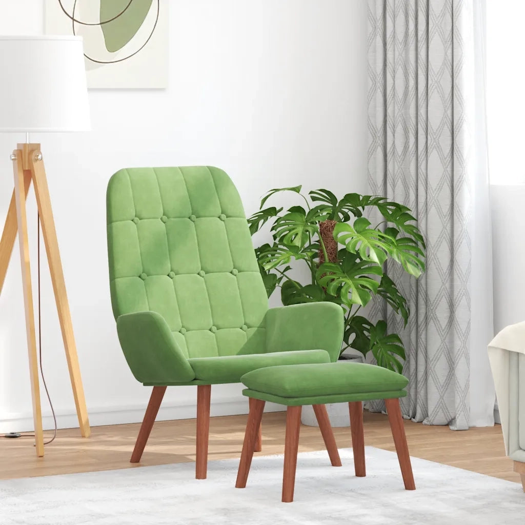 Poltrona Relax con Poggiapiedi Verde Chiaro in Velluto 3315141