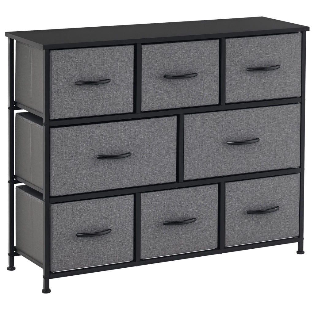 Cassettiera con 8 cassetti in tessuto, 2 grandi e 6 piccoli ¨C zephmum ¨C Grigio, Struttura in metallo, Kippschutz, 138x40x?