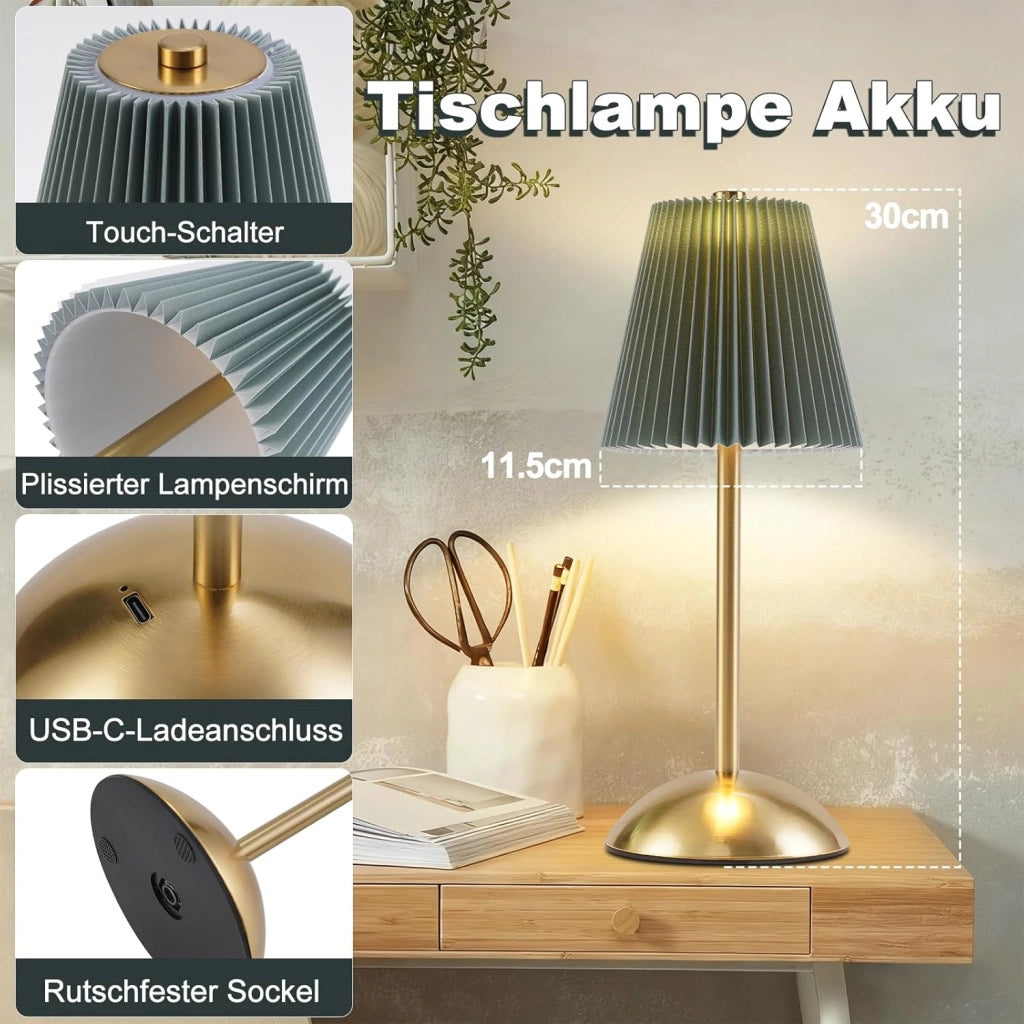 ZMH Lampada da tavolo LED set 2 pezzi wireless touch dimmerabile 3 temperature colore per camera letto soggiorno