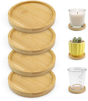 Quattro supporti in legno, 9 cm ronde supporti per candele in legno, fori con sicurezza di sovraccarico, supporti in legno per bicchieri, piante grasse, candele