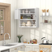 Armadietto da parete in metallo con ripiano regolabile, per garage e soggiorno, bianco, 88 × 45 × 14 cm