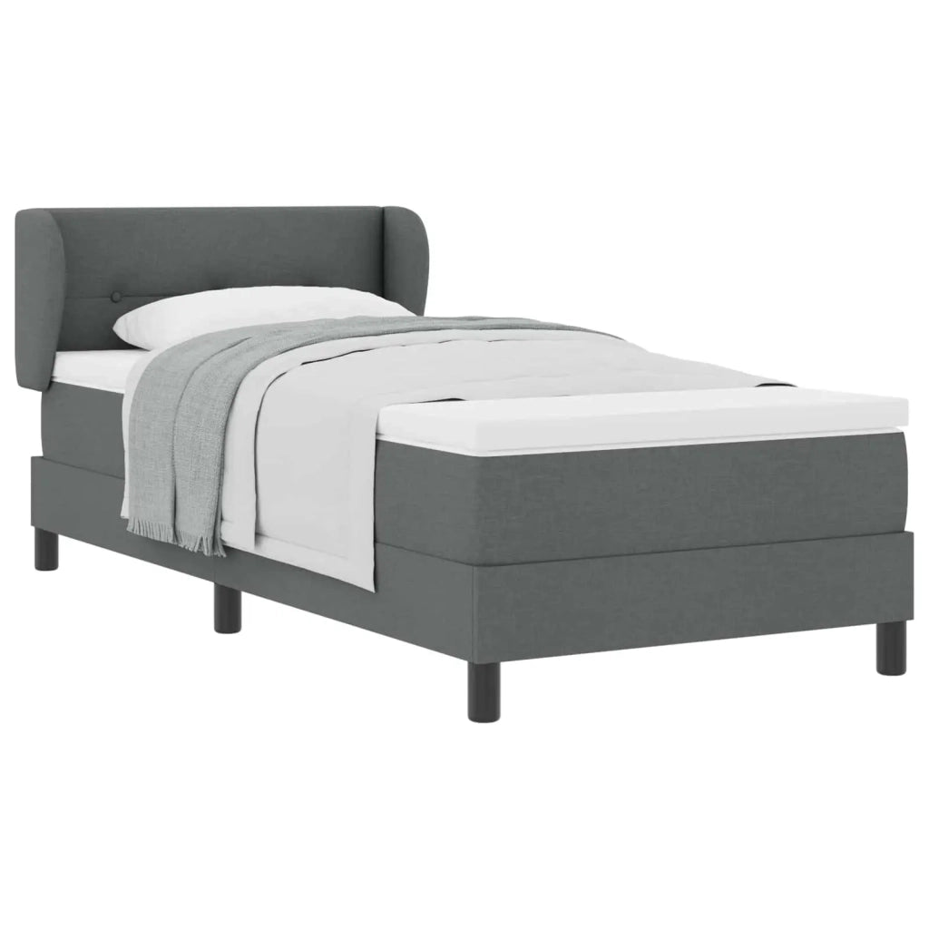 Letto a molle con materasso Grigio scuro 100 x 200 cm Tessuto 3340011