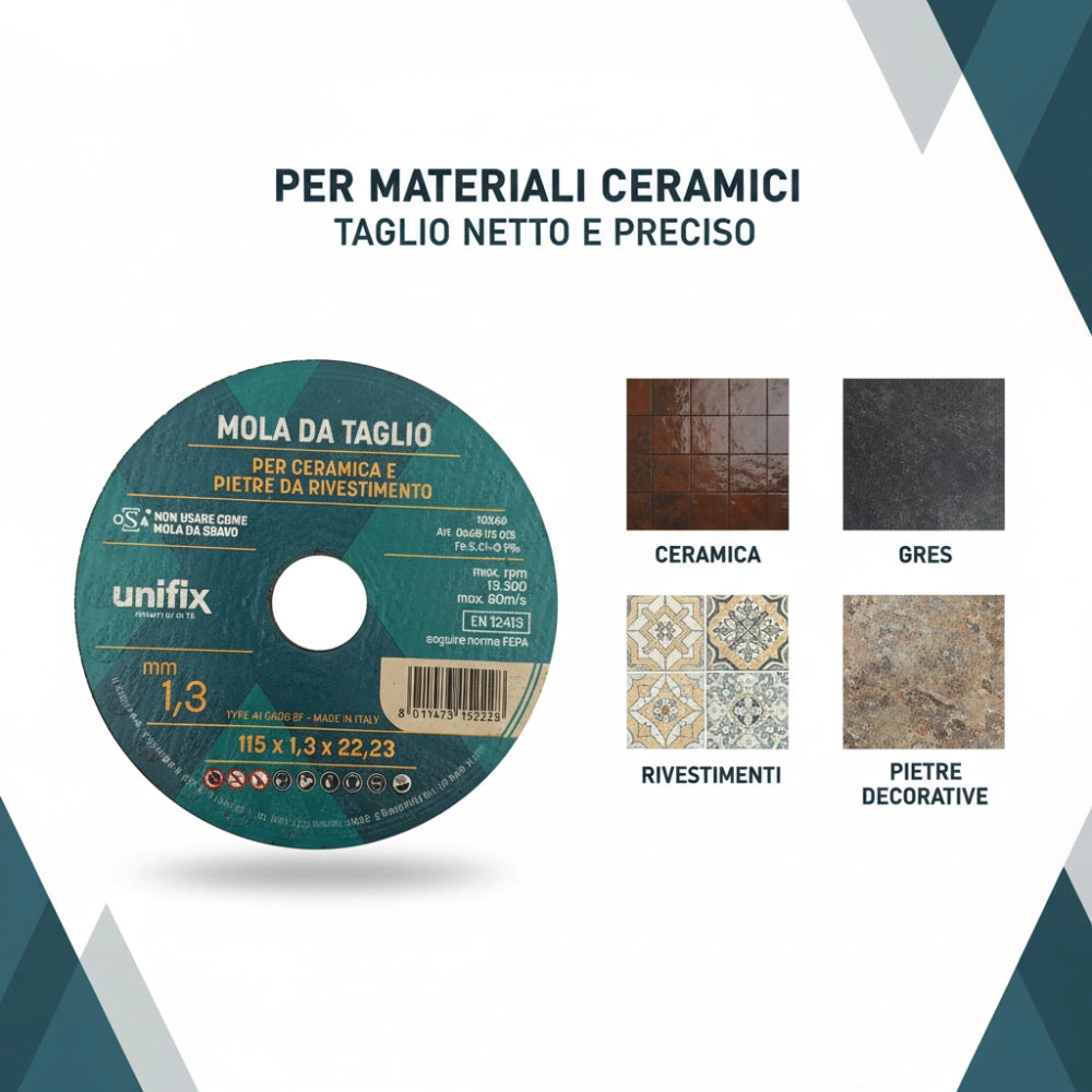 Mola da taglio ceramica top per pietre da rivestimento Ø 115 x 1,3 x 22 mm
