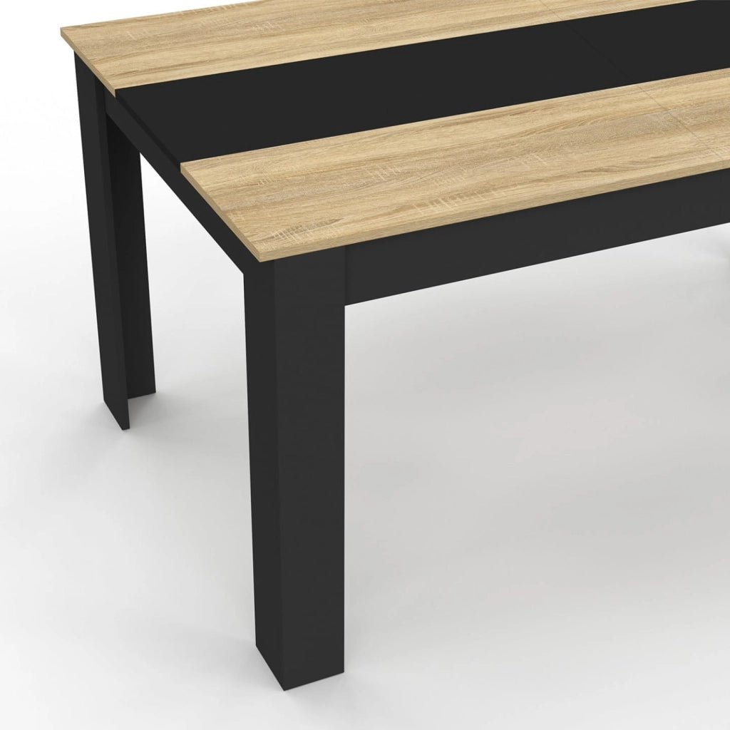 Tavolo da pranzo rettangolare GEORGIA per 8 persone in simil-faggio e nero 160 x 90 cm