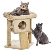 Albero per Gatti in Peluche con Casetta per Gatti e Lettino, Tiragraffi in Juta e Pallina, Marrone