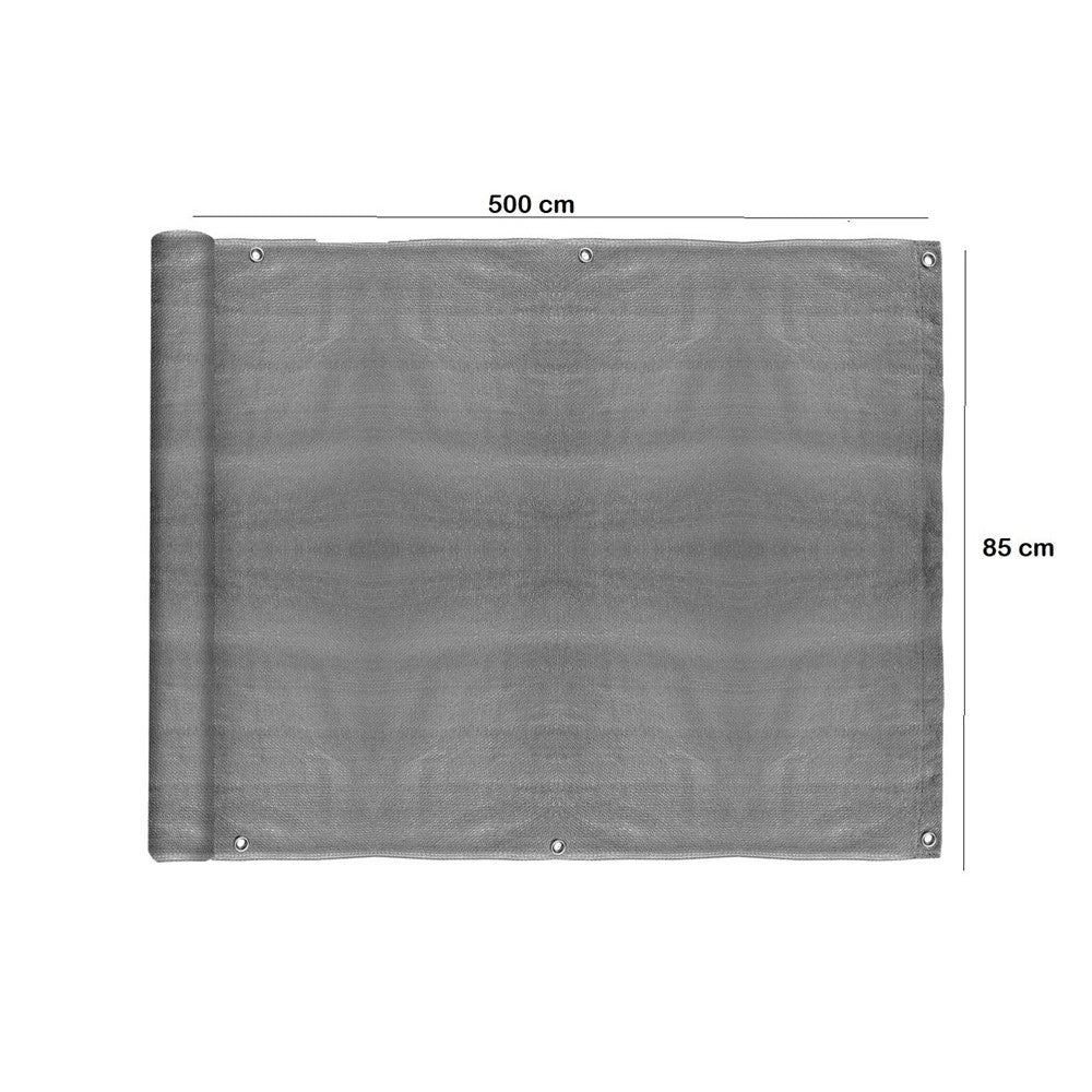 Trade Shop - Telo Copertura Ringhiera Balcone Grigio 85x500cm Frangivista Protezione Vento Polietilene -