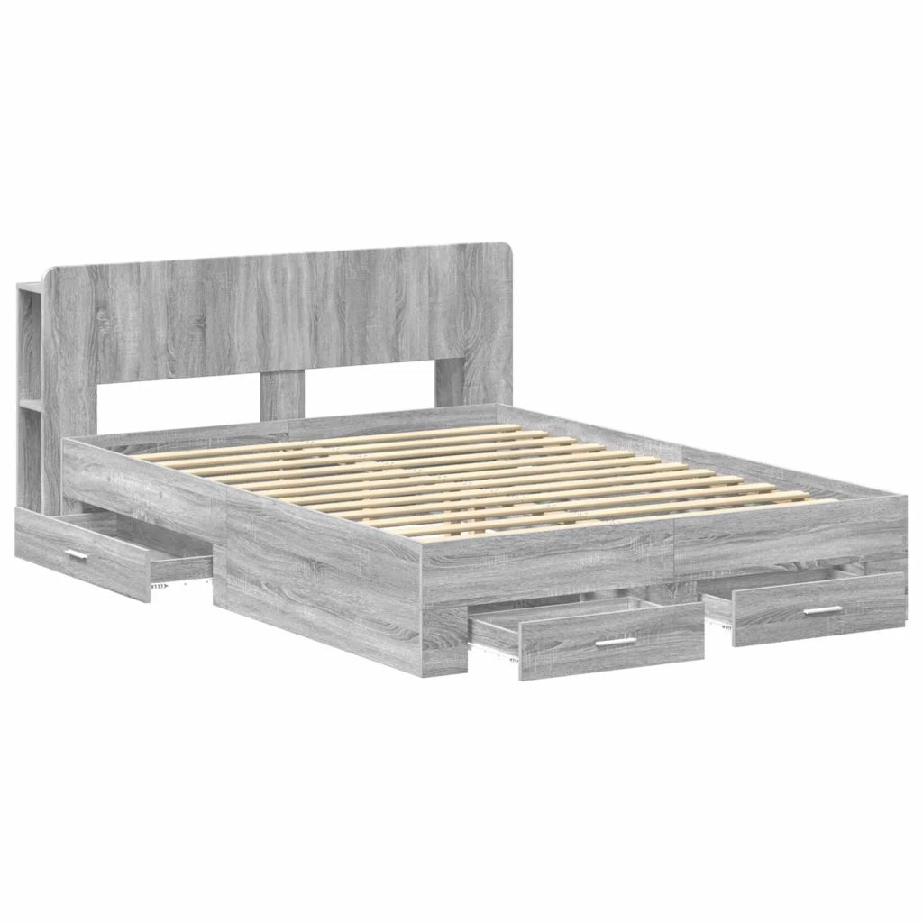 Telaio del letto con storage Sonoma grigio 160 x 200 cm 3433782