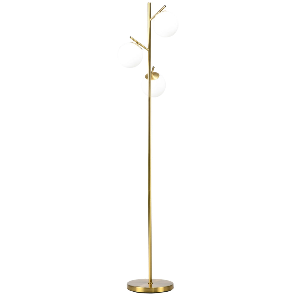 LAMPADA DA TERRA Design moderno Ø27 x 169 cm ferro oro con 3 portalampada E27