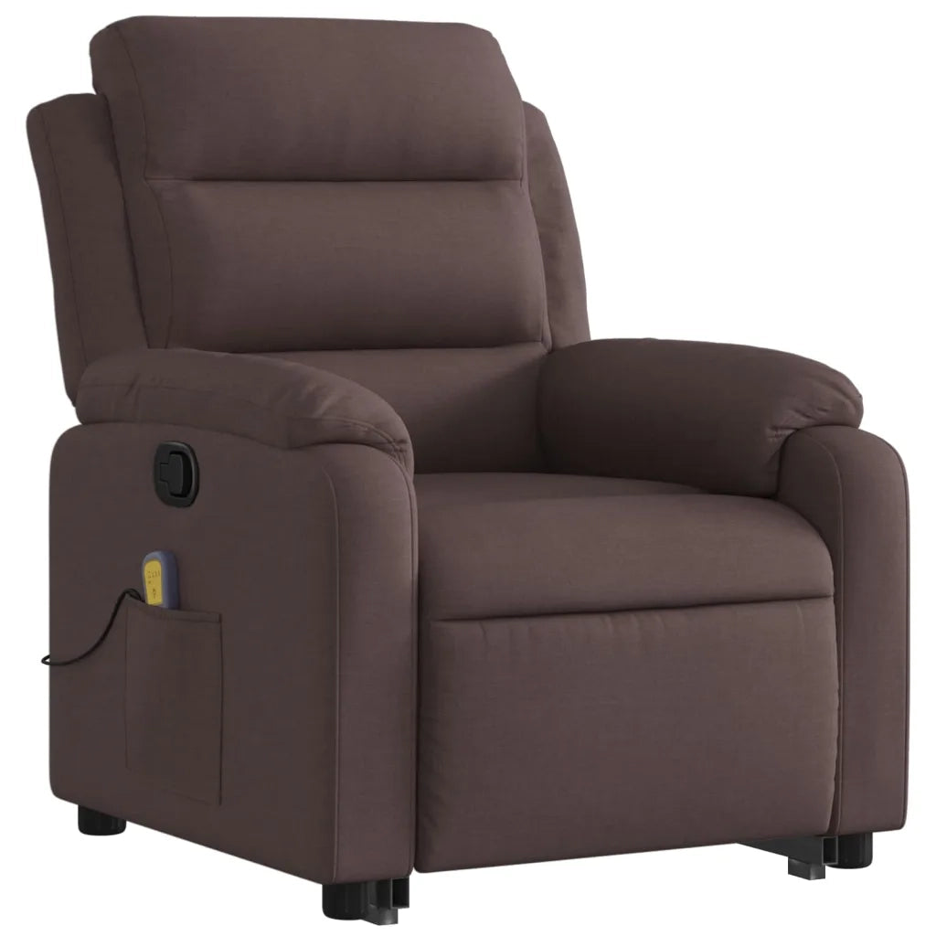 Poltrona Alzapersona Massaggi Reclinabile Marrone Scuro Tessuto 3204997