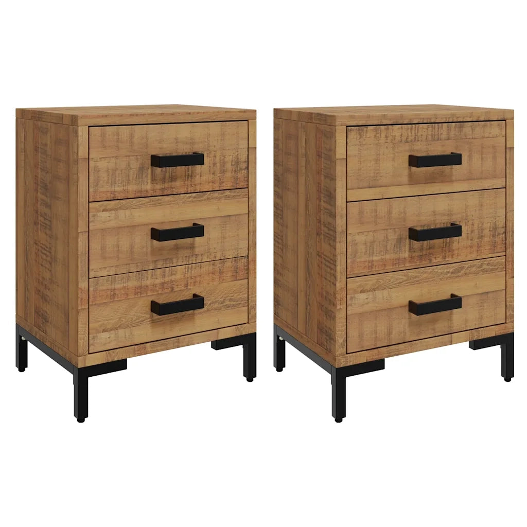 Comodini 2 pz 40x30x55 cm in Legno Massello di Pinocod mxl 73775