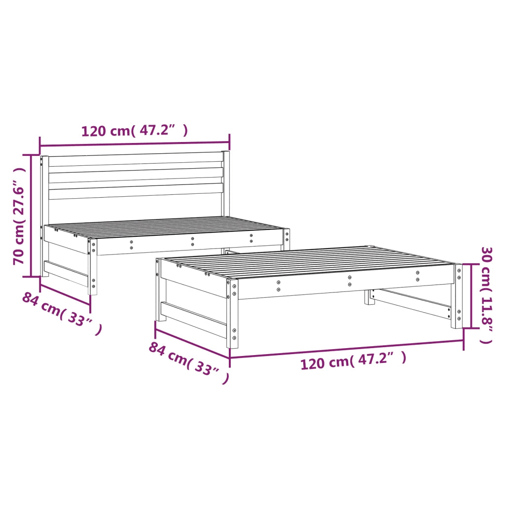 Salotto da Giardino-Set Salotto da Giardino 2 pz in Legno Massello di Douglas