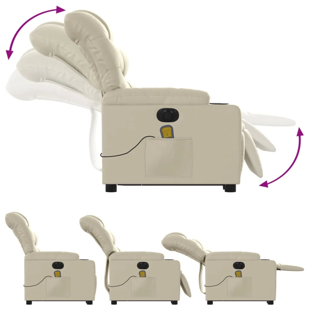 Poltrona Alzapersona Elettrica Reclinabile Crema in Similpelle 3206621