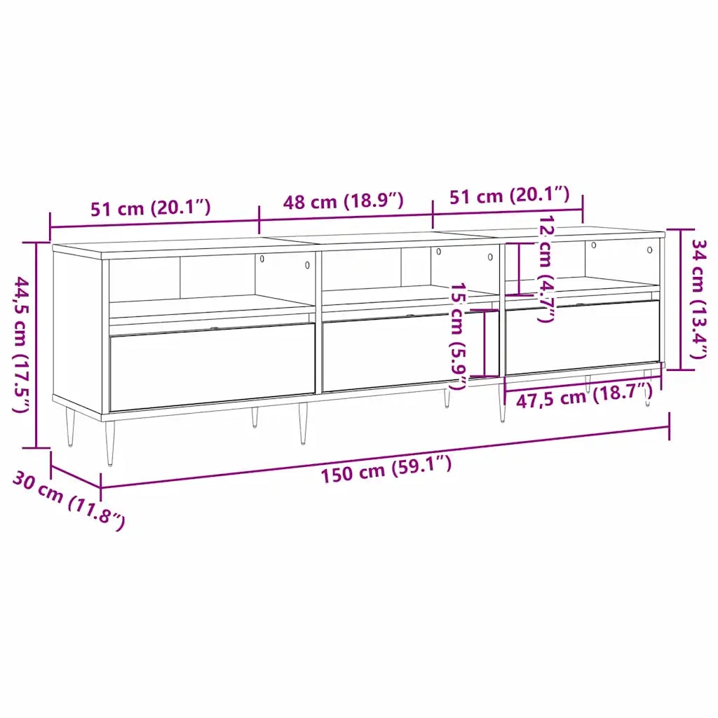 Mobile TV 150 x 30 x 45 cm Rovere artigianale 869074