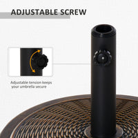 Base per Ombrellone  da 14kg con Effetto Rattan  Ø48x34 cm in Cemento e Plastica Bronzo