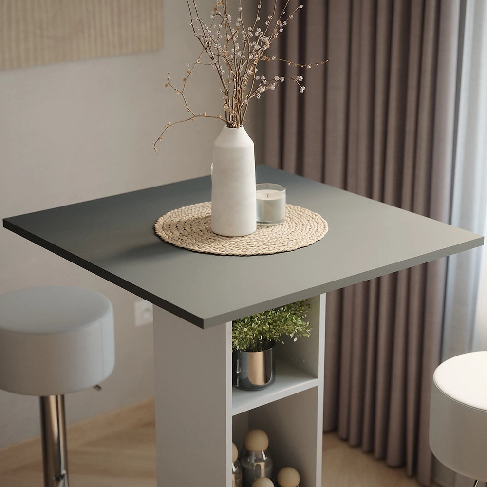 Vicco tavolo bar con sgabelli Bianco/antracite 75 x 75 cm con 2 sgabelli da bar