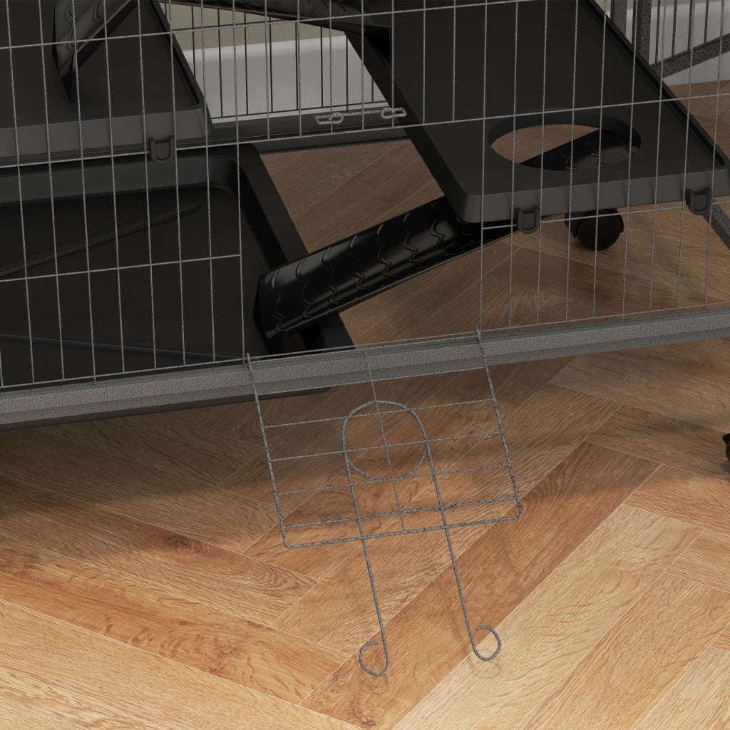 Gabbia per Roditori 80x52x128 cm con 4 Ingressi a Livelli Multipli in Metallo e PP Grigio