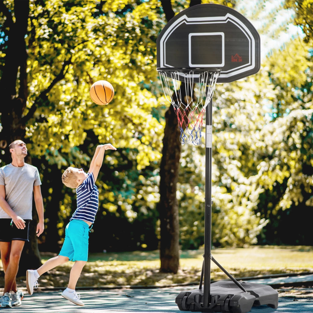 Canestro da Basket per Esterno ¨C Xylo ¨C Altezza Regolabile 160-210 cm con Ruote e Base Riempibile 76x48x254 cm Nero