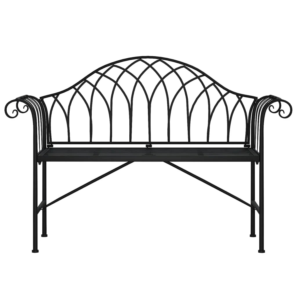 Panca da giardino mobili da esterno per patio terrazza 2 posti 128 x 44,5 x 88 cm acciaio nero 02_0011282