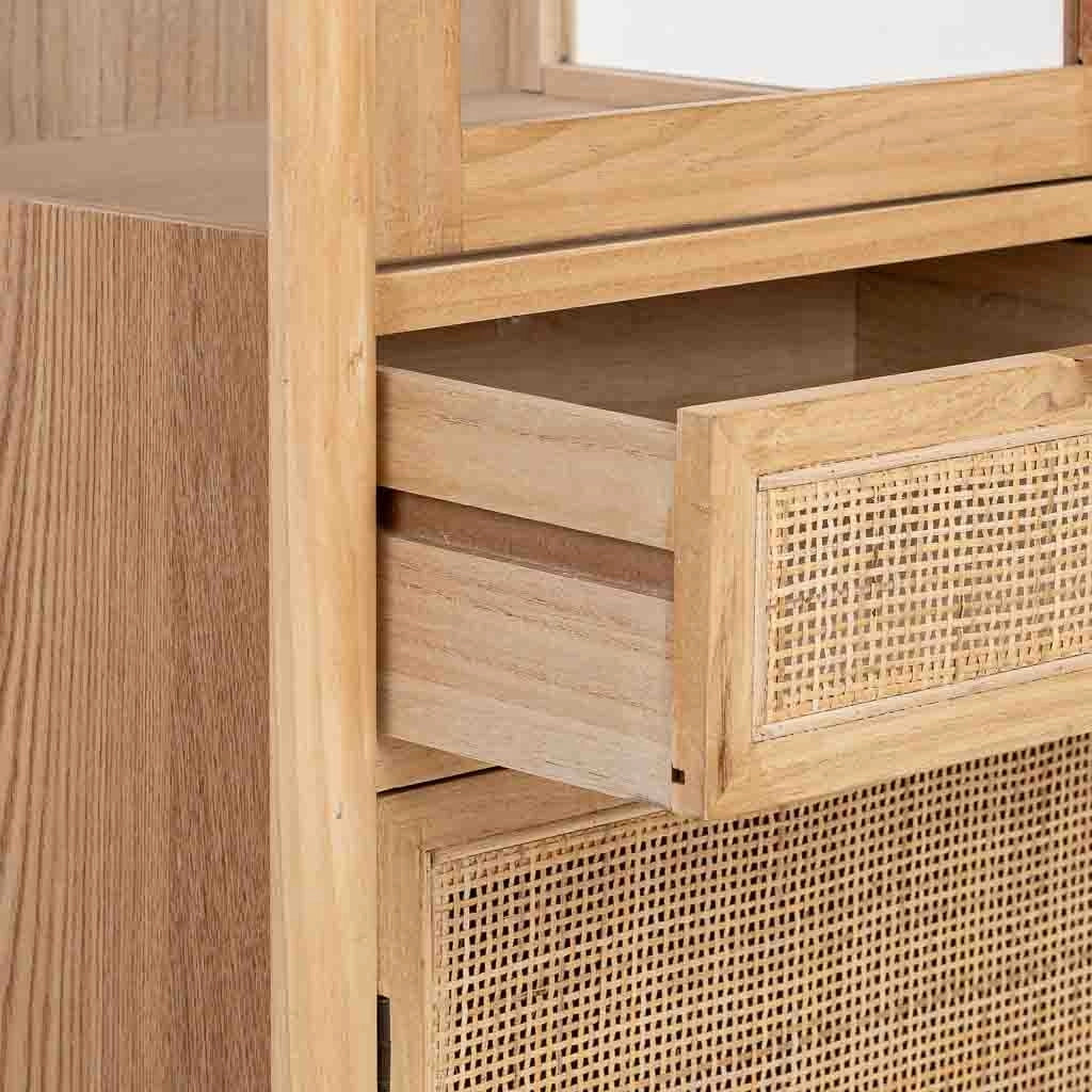 Vetrina in legno e rattan marrone 46,5x40x175h cm