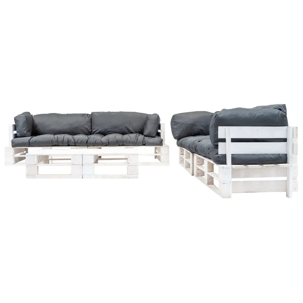 Set Divani da Giardino Pallet 6 pz con Cuscini Grigi in Legno cod mxl 49884