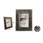 Trade Shop - Cornice Portafoto Per Foto Poster Quadri Tele 15x20cm Grigia Con Bordi Oro 70307 -