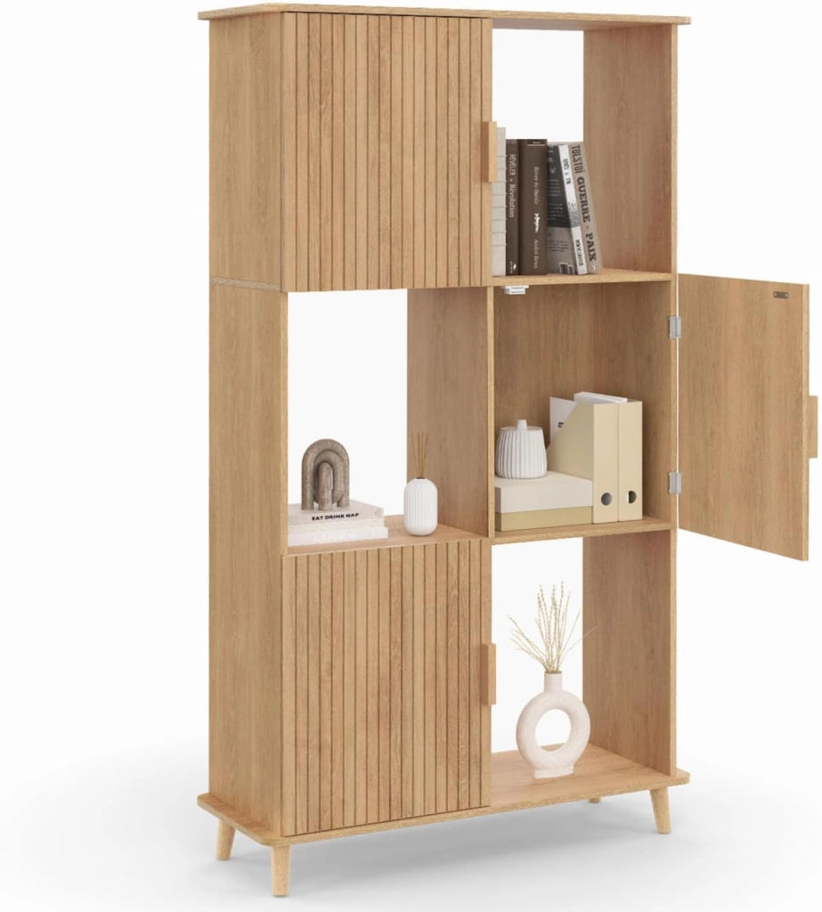 6 ripiani JULIETTE con doghe in legno color rovere e armadietto