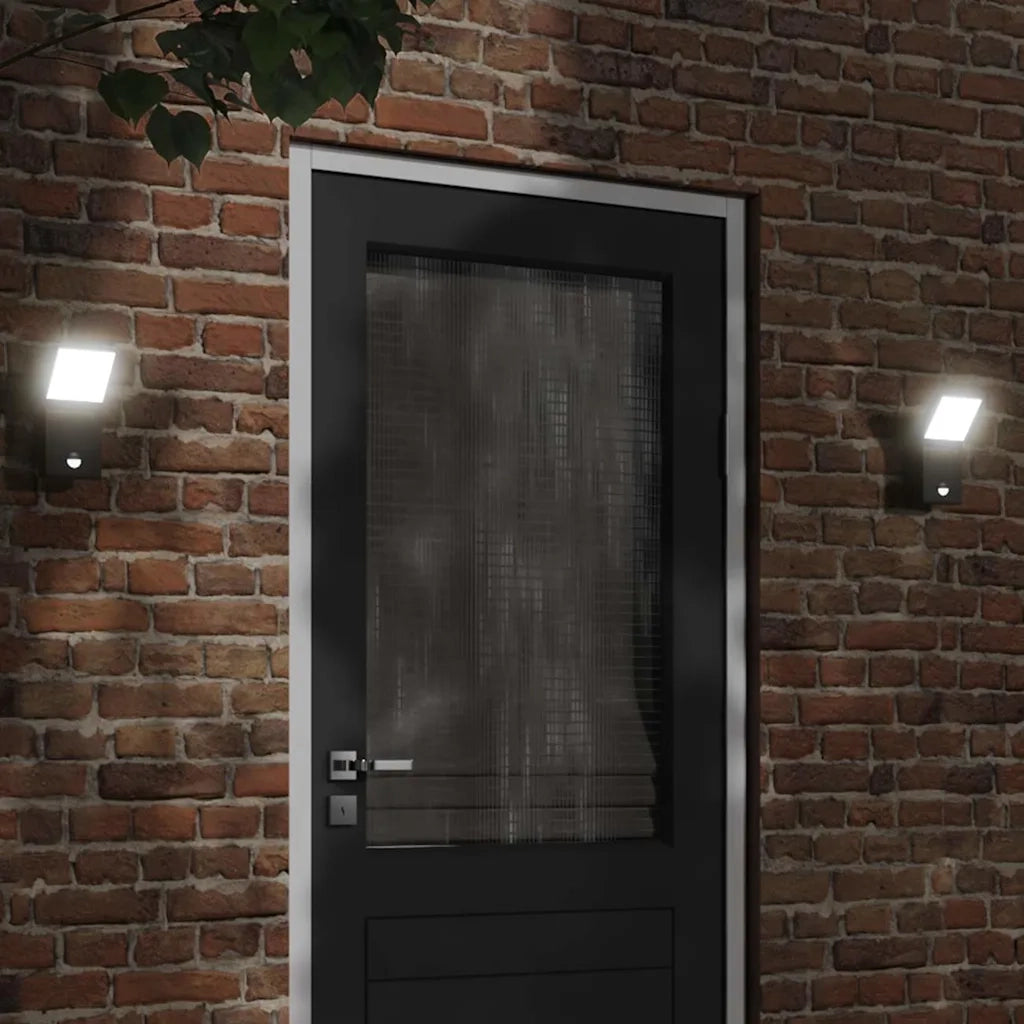 Applique con LED e Sensore 2 pz Nere in Alluminio Pressofuso CFW6338790