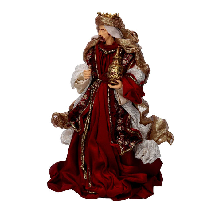 Natività tessuto bordeaux con re magi cm xh35,5