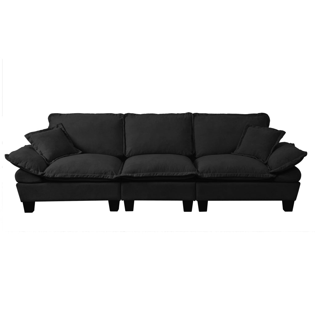 Divano modulare 3 posti in ciniglia nero 263 cm con braccioli removibili HAVRYA