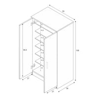 Akimera, Armadio Multiuso 2 Ante 6 Ripiani, 55x108h cm Marrone Rovere