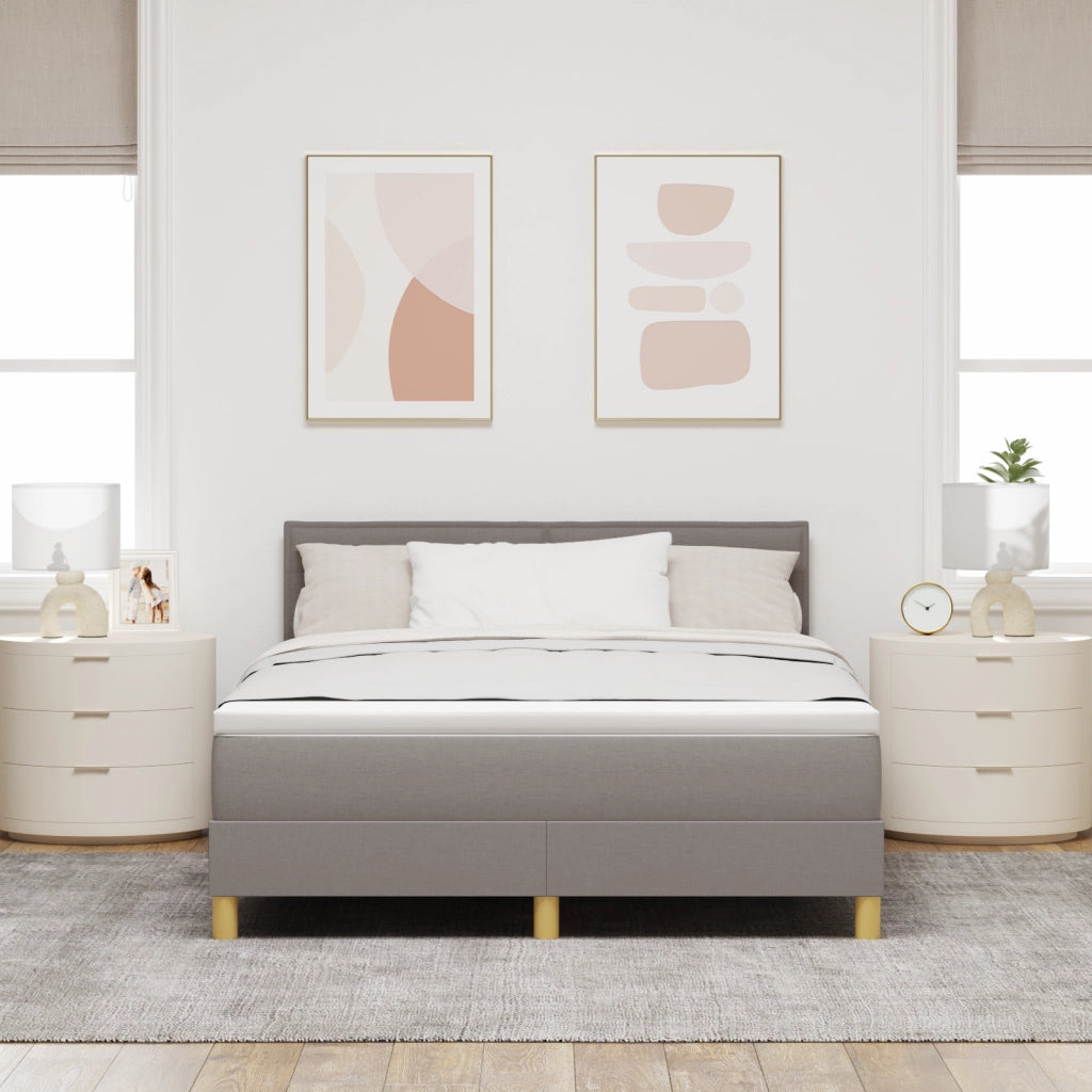 Letto con Box Spring e Materasso Tortora 140x190 cm Tessuto