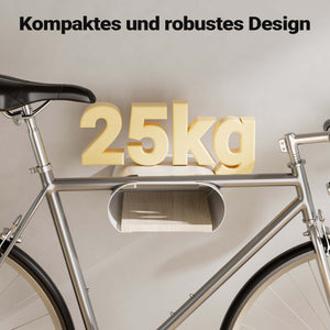 supporto a parete per bicicletta bianco 25,6 x 30 x 11,4 cm fino a 25 kg, portabici universale, in sospensione, per tubi orizzontali Ø 55 mm e manubri larghi 500 mm