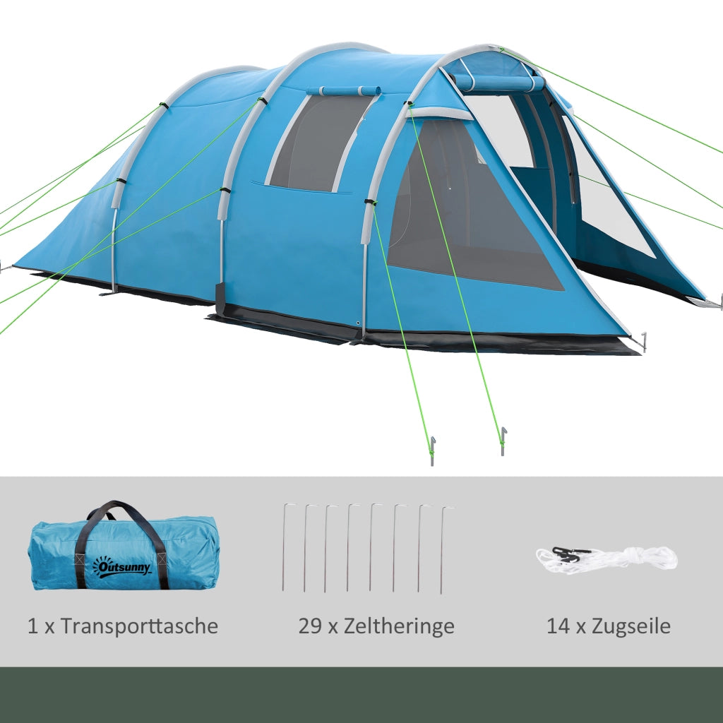 Tenda da campeggio 2 stanze impermeabile ¨C Minimal ¨C Blu 475x264x172 cm