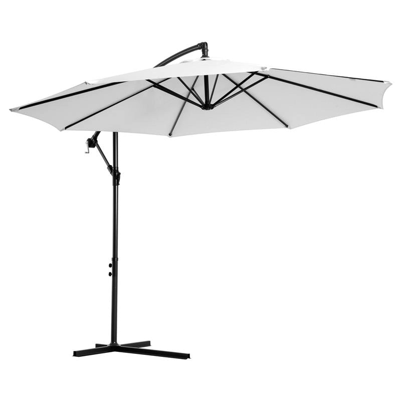 OMBRELLONE DA GIARDINO A BRACCIO CON MANOVELLA 3 X 2.5 M BIANCO