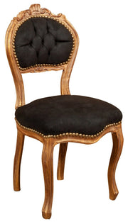 Biscottini Sedia poltroncina stile francese Luigi XVI in legno massello di faggio finitura oro