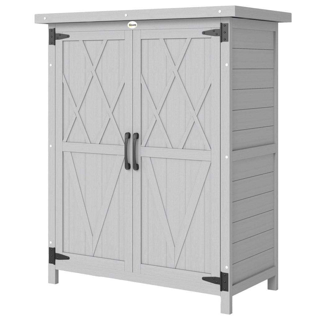 Armadio da Giardino in Legno con 4 Ripiani e 2 Porte ¨C Zephmum ¨C Grigio 75x40x90 cm