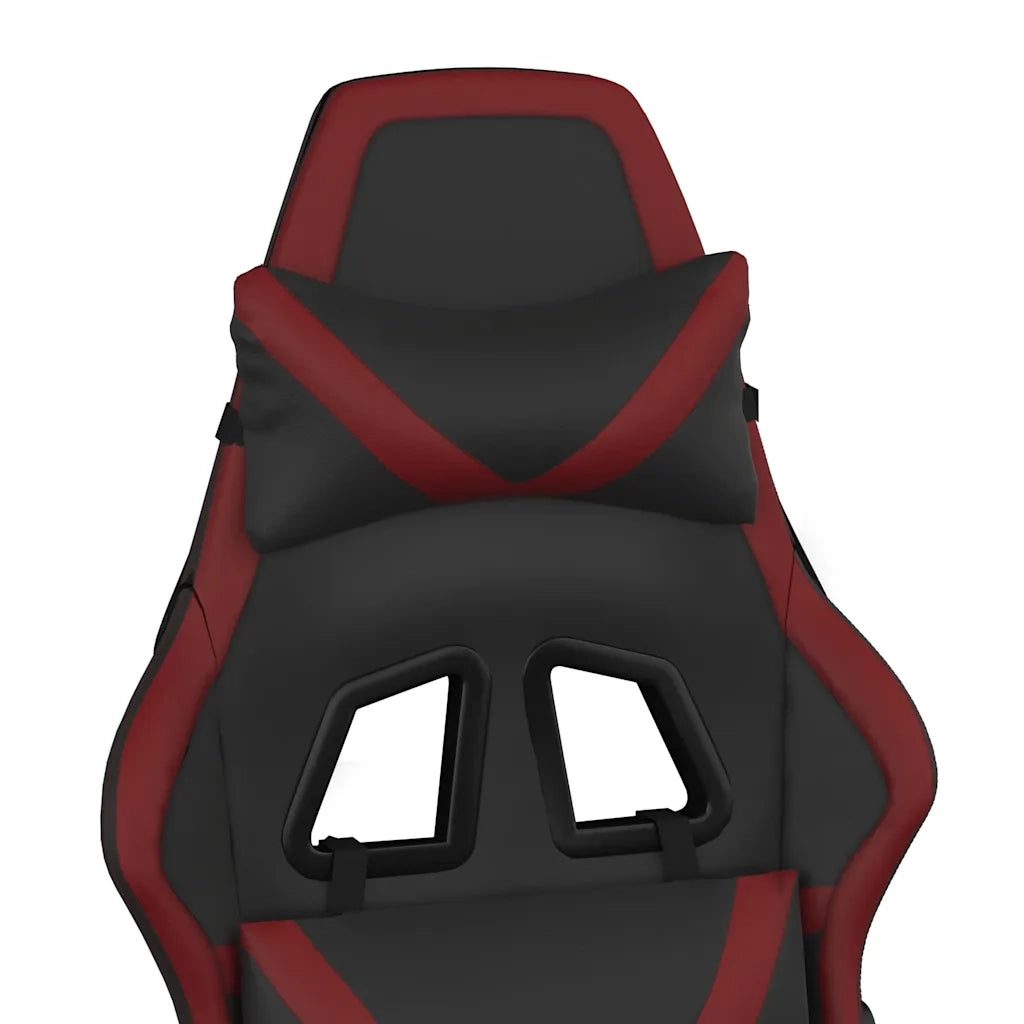 vidaXL Sedia Gaming Massaggio Nero e Rosso Vino in Similpelle