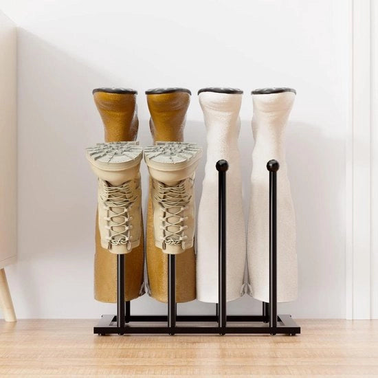 Organizzatore di Scarpe a Stendardo in Metallo Nero - Raccoglitore di Scarpe per Camera da Letto, Armadio, Entrata e Terrazza - Organizzatore per 4 Pair di Stivali