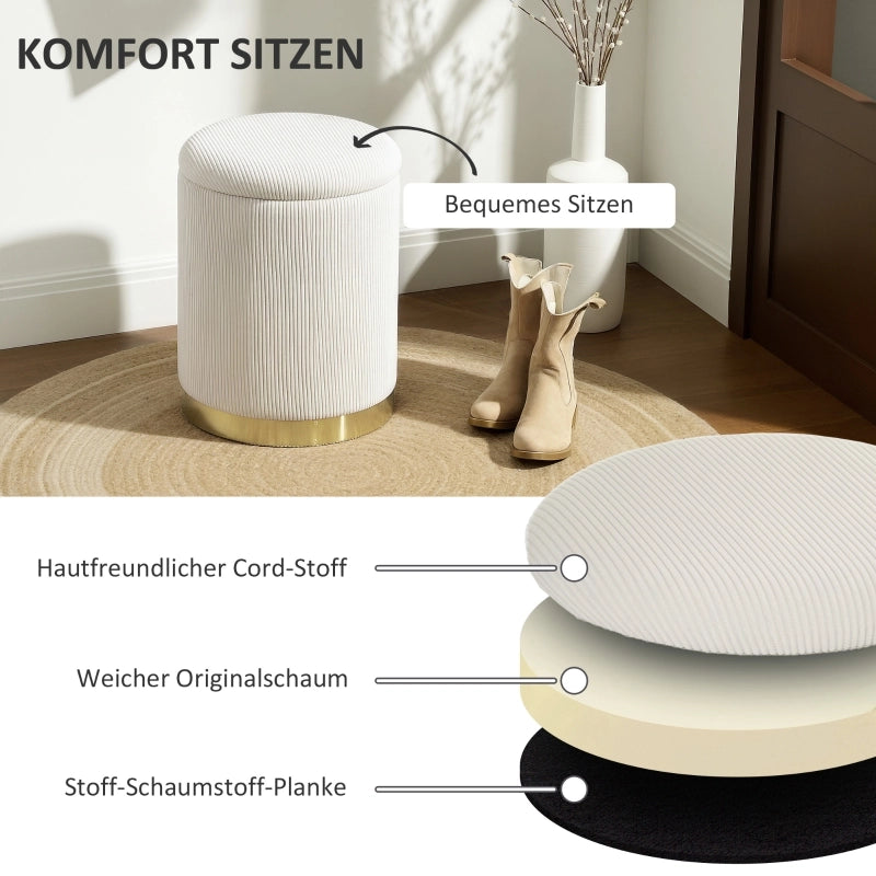 POUF CONTENITORE Ø 36 x 44 cm Tessuto effetto corda Crema