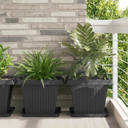 Vaso quadrato per fiori 24 pcs Nero 43 x 43 x 33,5 cm Plastica