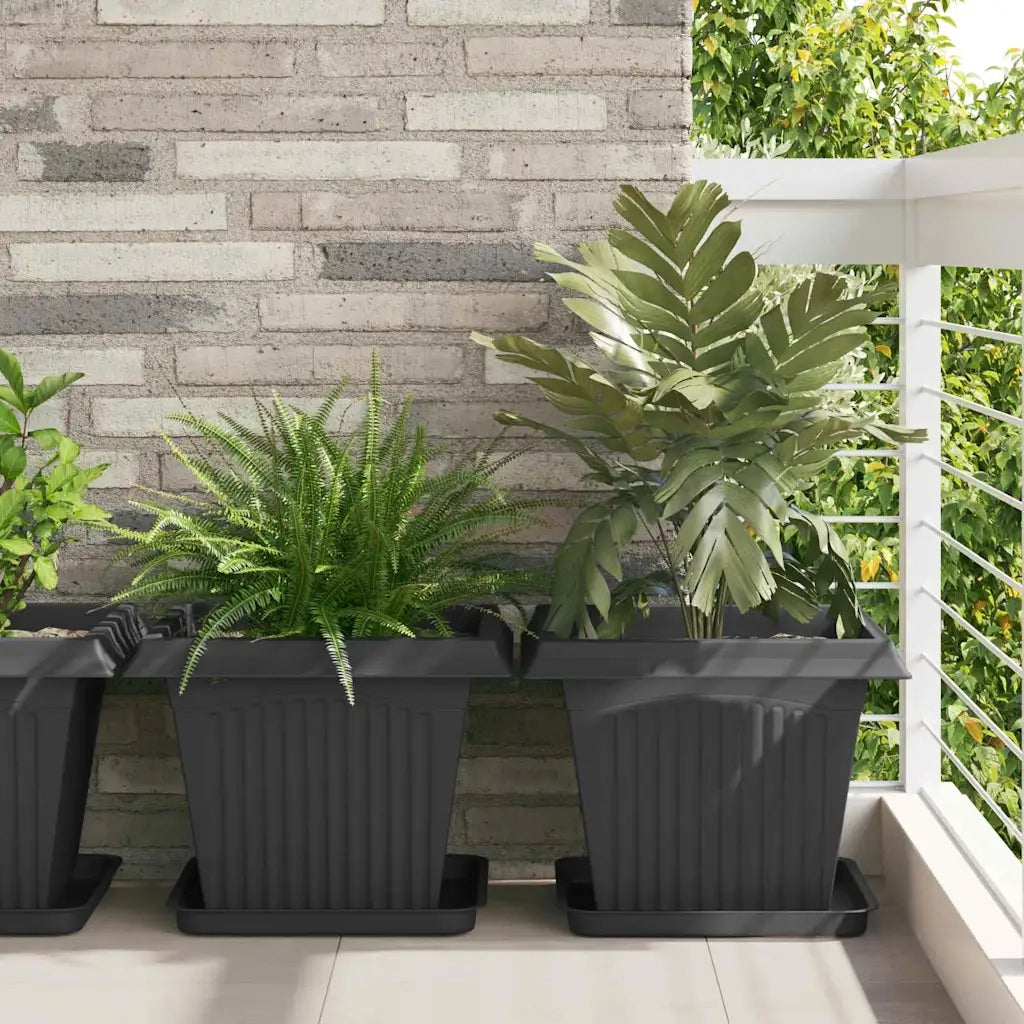 Vaso quadrato per fiori 24 pcs Nero 43 x 43 x 33,5 cm Plastica