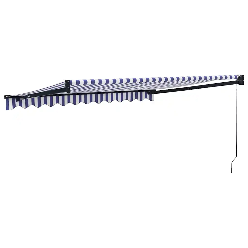 Tenda Sole Retrattile Blu e Bianca 3x2,5 m Tessuto e Alluminio