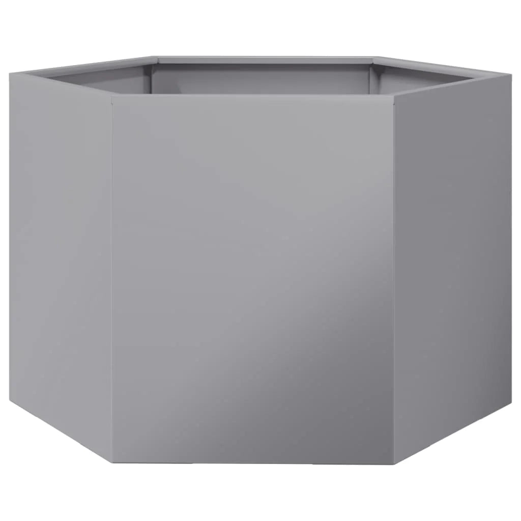 Fioriera/aiuola esagonale per piante fiori terrazza giardino 69 x 60 x 45 cm acciaio zincato argento 02_0038652