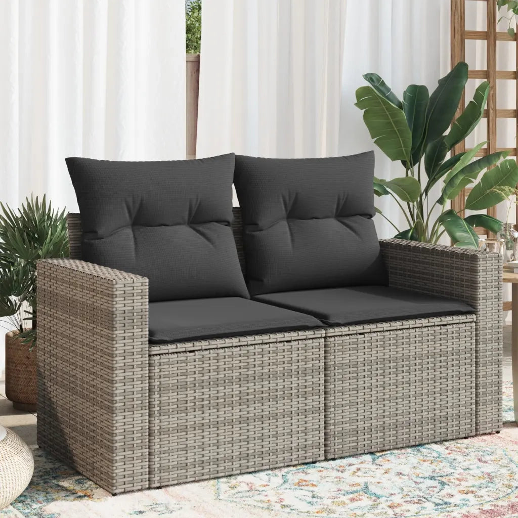 Divano da Giardino con Cuscini 2 Posti-Sofa da Giardino-Divano da esterno Grigio in Polyrattan 669719