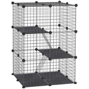 Gabbia per Animali 3 Livelli con Rampas ¨C Minimal ¨C 70x70x105 cm Nero